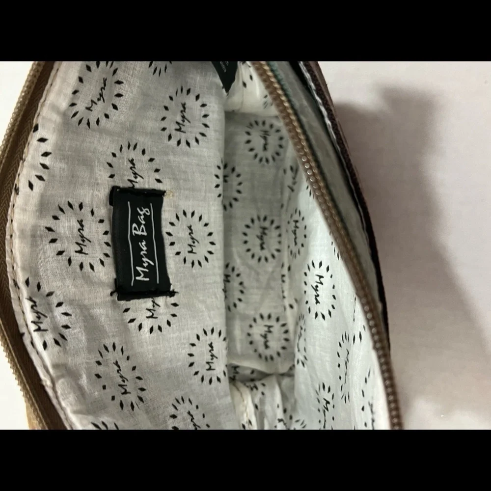 Myra bag Paisley swirl print small cross body bag canvas leather.